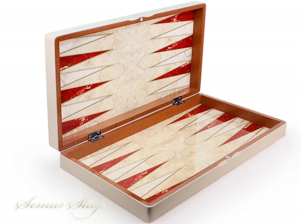 Luxus Backgammon Tavla Rote Marmor Optik XXL